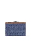 Fendi Textured Cotton Medium Flat Pouch With Zipper Closure