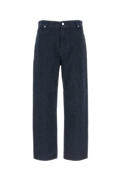 Fendi Embroidered Stretch Denim Jeans In Blue