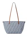 Fendi Denim Roll Reversible Small Tote In Blue