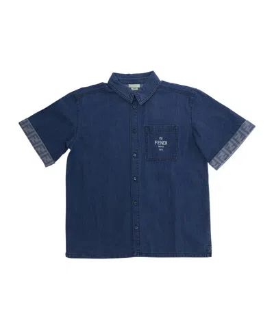 Fendi Babies' Denim Shirt In Blue