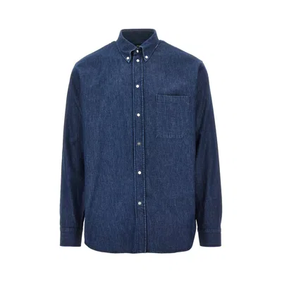 Fendi Denim Shirt With Ff Embroidery In Blue