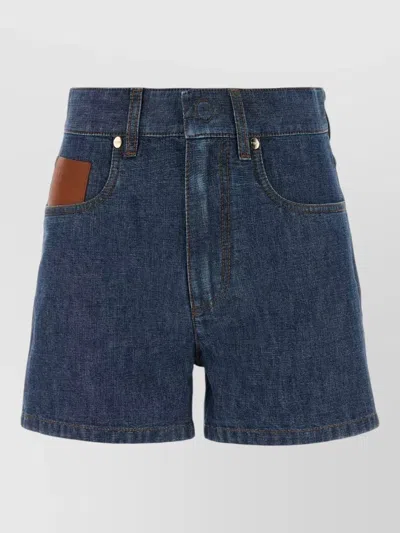 Fendi Denim Shorts Belt Loops Back And Front Pockets In Blue