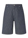 Fendi Ff Jacquard Denim Shorts In Blue