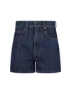 Fendi Women Blue Shorts With Logo Patch On The Rear In Denim Woman In Blue