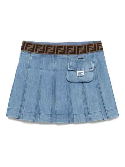 Fendi Kids' Denim Skirt In Blue