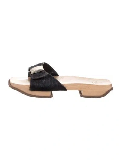 Pre-owned Fendi Denim Slides In Blue