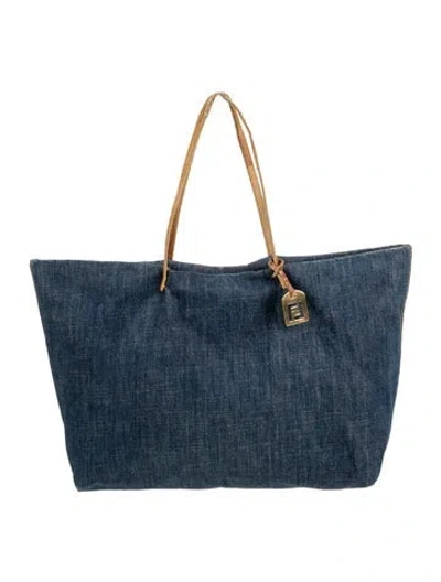 Pre-owned Fendi Denim Tote In Blue