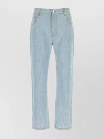 Fendi Denim Trousers Stitched Belt Loops In Blue
