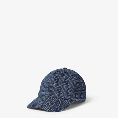 Fendi Denim Trucker Cap Ff In Blue