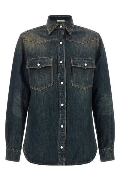 Fendi Denim Western Shirt In Blue