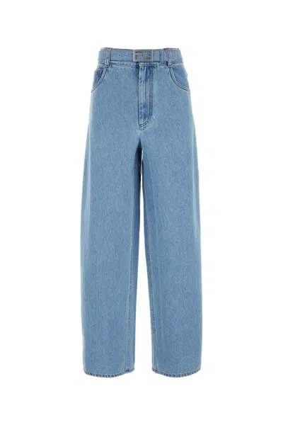 Fendi Denim Wide-leg Jeans In Blue