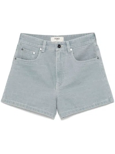 Fendi Denim Shorts In Gray