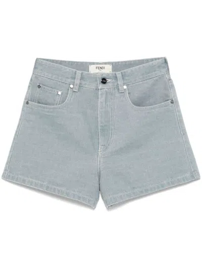 Fendi Denim Shorts In Gray