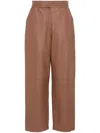 FENDI DESIGNER WOMEN'S LEATHER TROUSERS IN TAN BROWN FOR SS24
