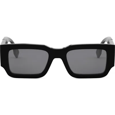 Fendi ' Diagonal 51mm Rectangular Sunglasses In Black