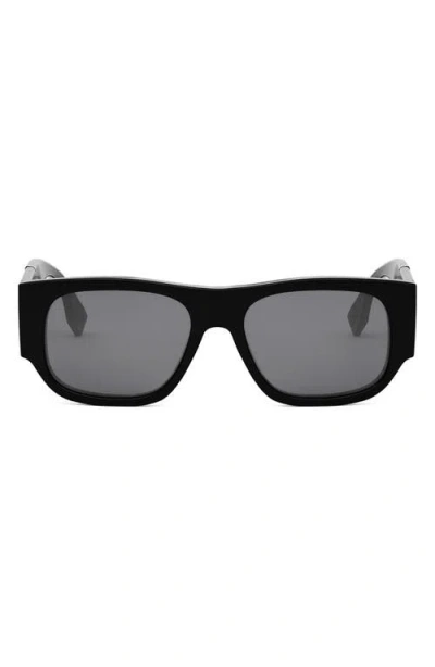 Fendi Diagonal 54mm Rectangular Sunglasses In Black