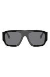 Fendi Diagonal 54mm Rectangular Sunglasses In Black