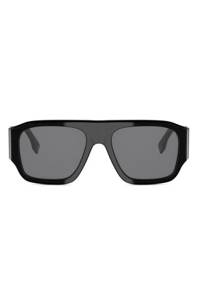 Fendi Diagonal 54mm Rectangular Sunglasses In Black
