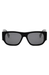 Fendi Diagonal 54mm Rectangular Sunglasses In Black