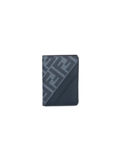 Fendi 'diagonal' Bi-fold Card Holder In Blue