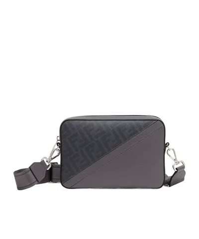 Fendi Diagonal Ff Jacquard Camera Case Bag In Gray