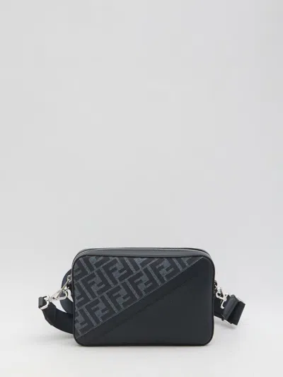 Fendi Medium Crossbody Bag Fabric And Leather In Blue