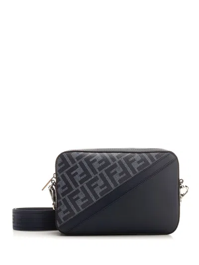 FENDI FENDI DIAGONAL CAMERA CASE CROSSBODY BAGS BLUE