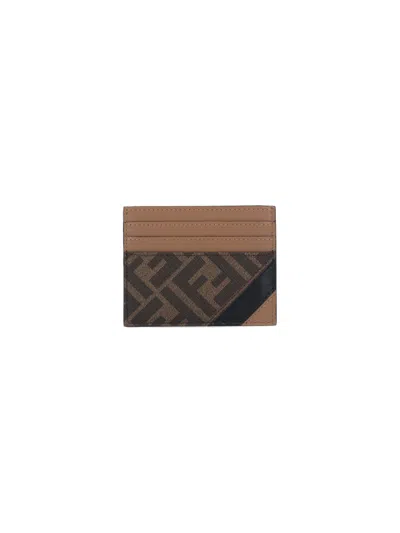 Fendi 'diagonal' Card Holder In Brown