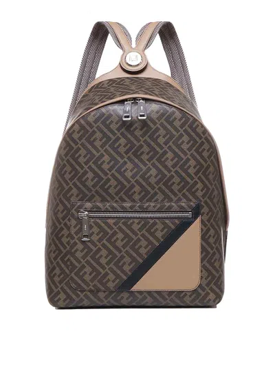 Fendi Diagonal Chiodo Backpack In Beige