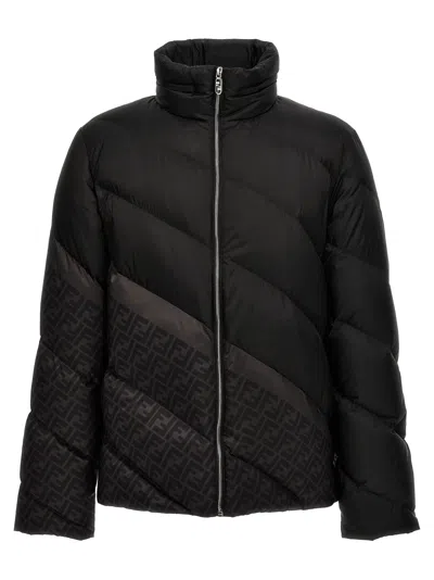 Fendi Diagonal Down Jacket In Black