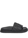 Fendi Slide Diagonal In Jacquard Ff In Black