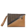 Fendi Diagonal Ff Zip Clutch Purse In Brown