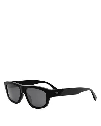 Fendi Diagonal Geometric Sunglasses, 56mm In Shiny Blacksmoke