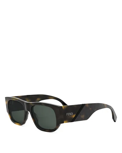 Fendi Diagonal Rectangular Sunglasses, 54mm In Brown