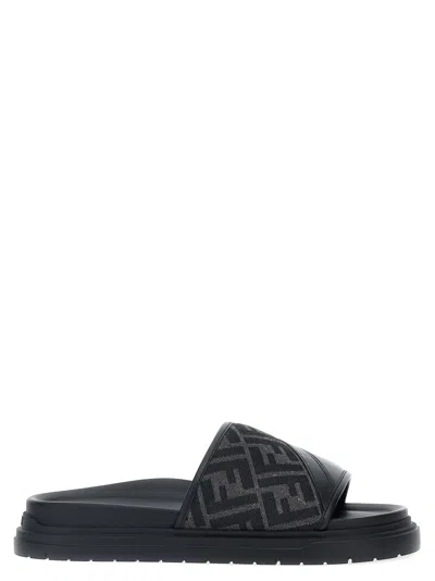 FENDI FENDI DIAGONAL SANDALS BLACK