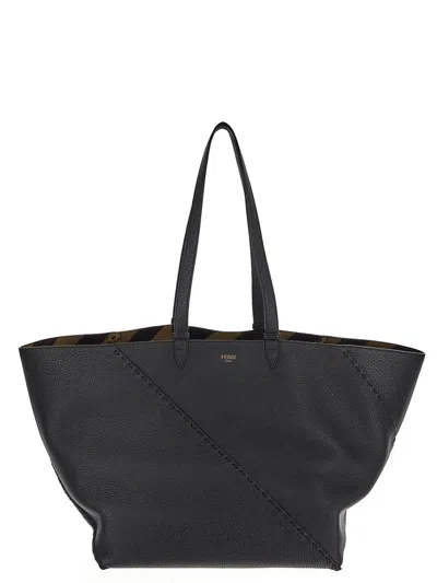 Fendi Diagonal Shopping Large Selleria In Black