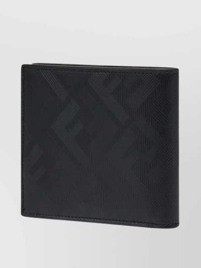 Fendi Diagonal Striped Wallet With Embossed Ff Motif In Black