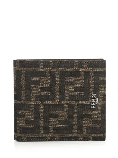 Fendi Ff Jacquard Wallet In Green