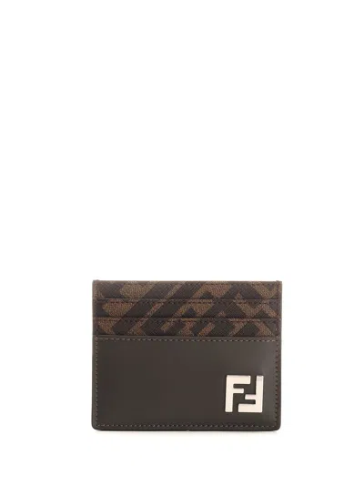 FENDI DIAGONAL WALLETS BROWN