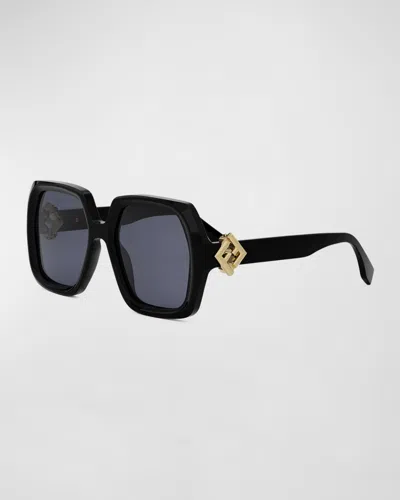Fendi Diamond Acetate Square Sunglasses In Black
