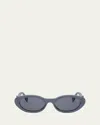 Fendi Diamond Black Acetate Oval Sunglasses In Orange