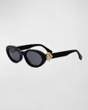Fendi Ff Diamonds Black Oval Sunglasses In Sbeigbrn