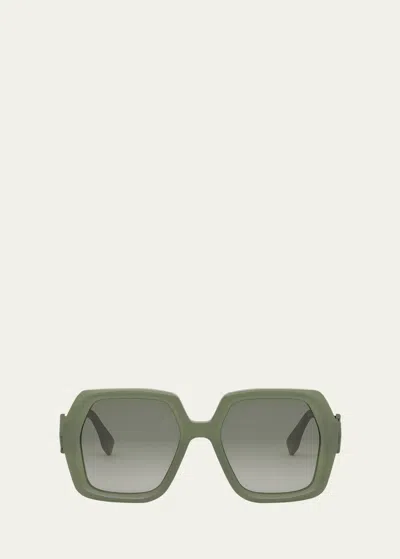 FENDI DIAMOND GREEN ACETATE SQUARE SUNGLASSES