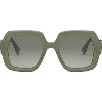Fendi ' Diamonds 51mm Square Sunglasses In Green
