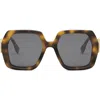 Fendi Diamond Acetate Square Sunglasses In Black