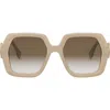 Fendi Eyewear Geometric Frame Sunglasses In Shiny Beige/gradient Brown