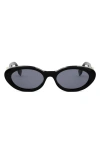 Fendi ' Diamonds 53mm Oval Sunglasses In Shiny Black/smoke