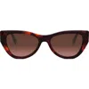 Fendi Ff Diamond Logo Acetate & Nylon Cat-eye Sunglasses In Red Havana/gradient Brown