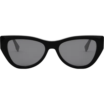 Fendi Ff Diamond Logo Acetate & Nylon Cat-eye Sunglasses In Black