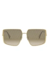 Fendi Diamonds 59mm Gradient Geometric Sunglasses In Shiny Endura Gold / Brown